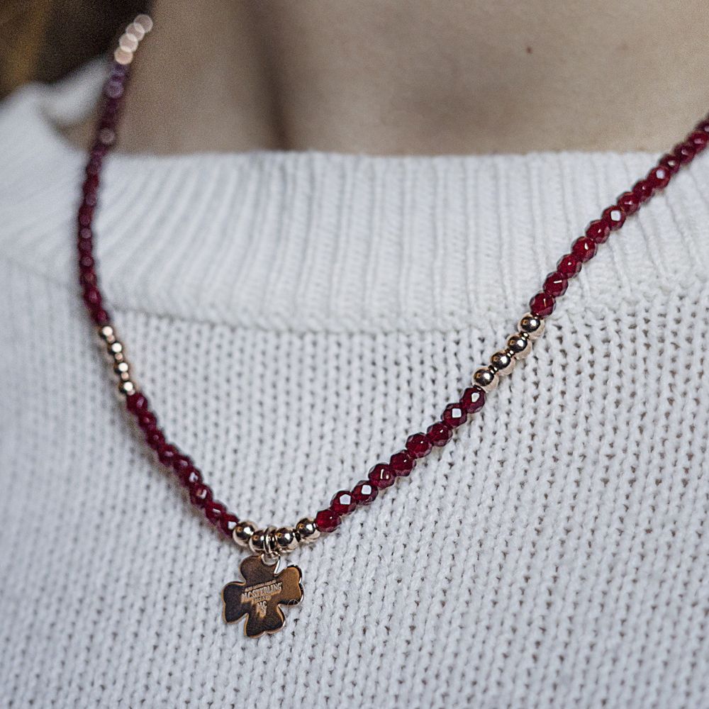 Collana Donna Maria Cristina Sterling Argento 925 Agata Rossa Quadrifoglio G3975R